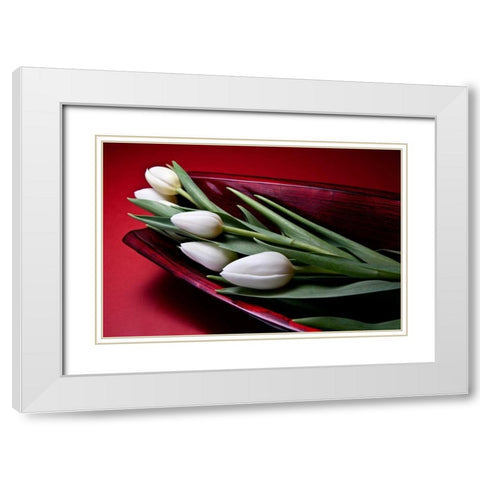 Tulips II White Modern Wood Framed Art Print with Double Matting by McNemar, C. Thomas