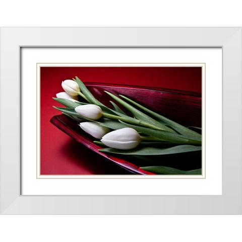 Tulips II White Modern Wood Framed Art Print with Double Matting by McNemar, C. Thomas