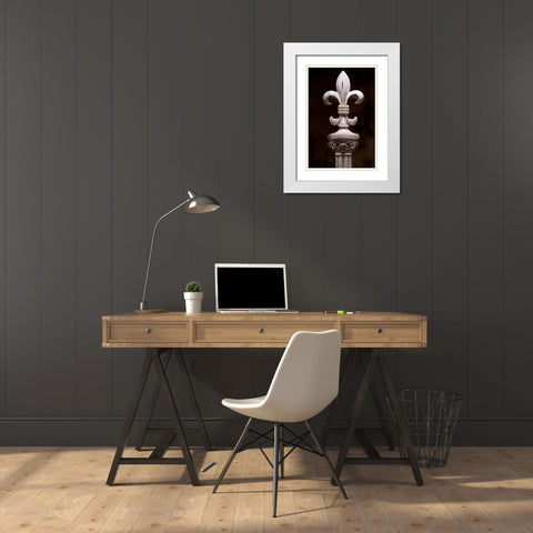 Fleur de Lis V White Modern Wood Framed Art Print with Double Matting by McNemar, C. Thomas