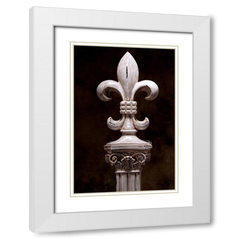 Fleur de Lis V White Modern Wood Framed Art Print with Double Matting by McNemar, C. Thomas