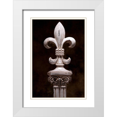 Fleur de Lis V White Modern Wood Framed Art Print with Double Matting by McNemar, C. Thomas