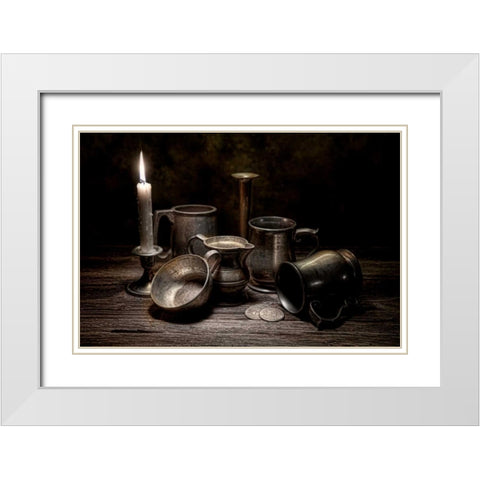 Pewter Still Life II White Modern Wood Framed Art Print with Double Matting by McNemar, C. Thomas