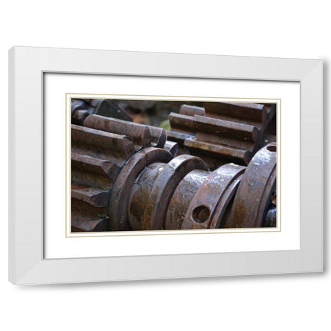 Gears I White Modern Wood Framed Art Print with Double Matting by Moore, Brian