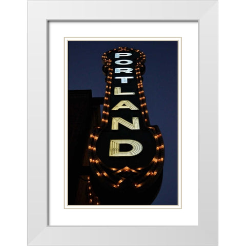 Portland Sign White Modern Wood Framed Art Print with Double Matting by Moore, Brian
