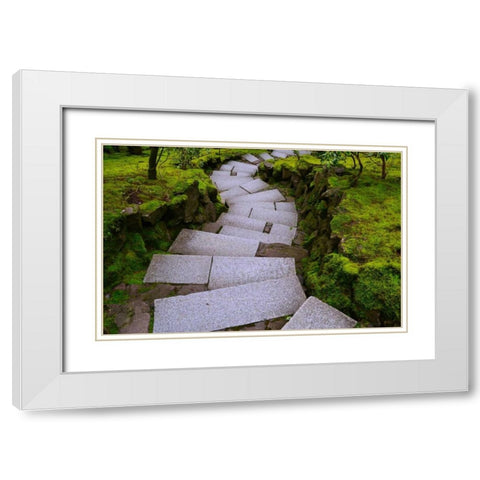 Steps I White Modern Wood Framed Art Print with Double Matting by Moore, Brian