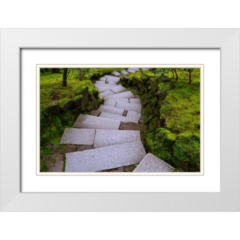 Steps I White Modern Wood Framed Art Print with Double Matting by Moore, Brian