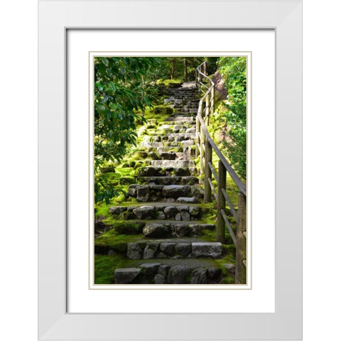 Steps III White Modern Wood Framed Art Print with Double Matting by Moore, Brian