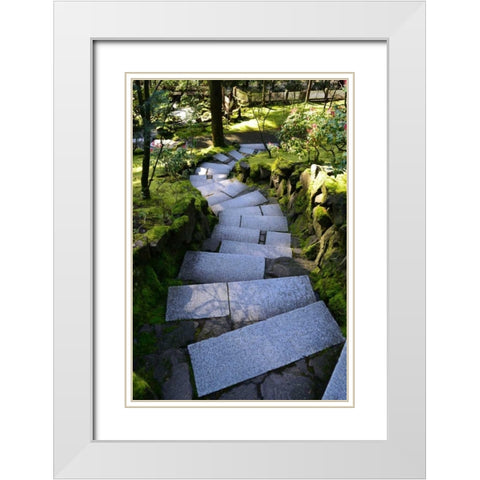 Steps IV White Modern Wood Framed Art Print with Double Matting by Moore, Brian