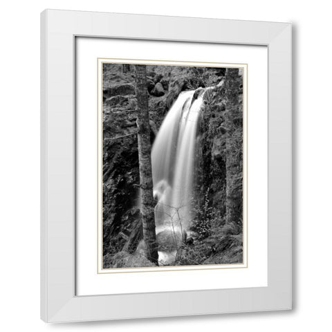 Waterfall I White Modern Wood Framed Art Print with Double Matting by Moore, Brian