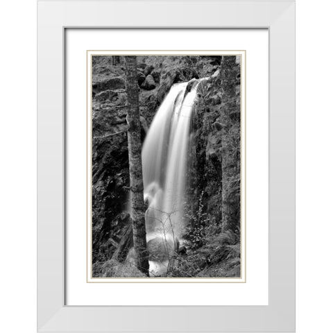 Waterfall I White Modern Wood Framed Art Print with Double Matting by Moore, Brian