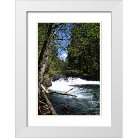 Rapids II White Modern Wood Framed Art Print with Double Matting by Moore, Brian