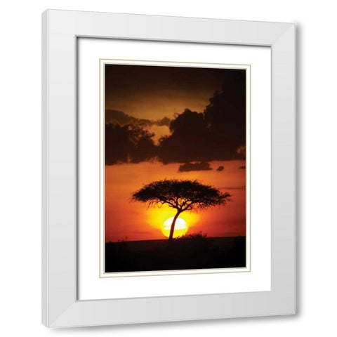 Kenya Sunrise White Modern Wood Framed Art Print with Double Matting by Parker, Susann