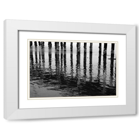 Pier Pilings XV White Modern Wood Framed Art Print with Double Matting by Peterson, Lee