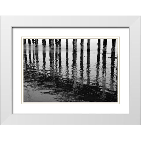 Pier Pilings XV White Modern Wood Framed Art Print with Double Matting by Peterson, Lee
