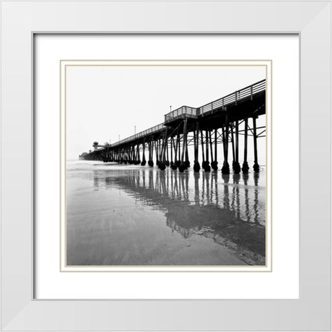 Pier Pilings XXI White Modern Wood Framed Art Print with Double Matting by Peterson, Lee