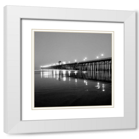 Pier Night I White Modern Wood Framed Art Print with Double Matting by Peterson, Lee