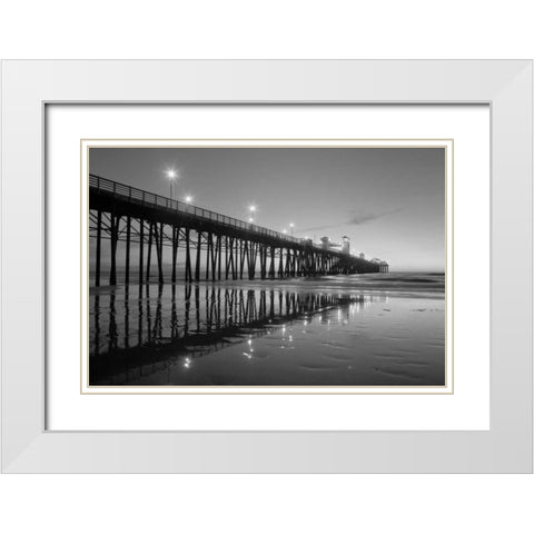 Pier Night II White Modern Wood Framed Art Print with Double Matting by Peterson, Lee