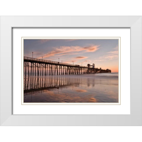 Pier Sunset I White Modern Wood Framed Art Print with Double Matting by Peterson, Lee