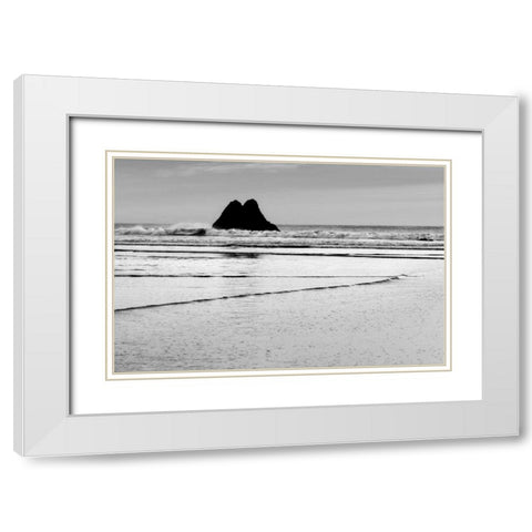 Beach Reflection V White Modern Wood Framed Art Print with Double Matting by Peterson, Lee