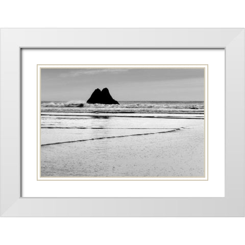 Beach Reflection V White Modern Wood Framed Art Print with Double Matting by Peterson, Lee
