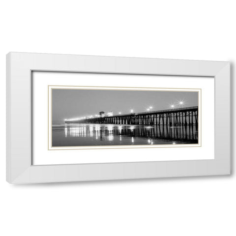 Pier Night Panorama I White Modern Wood Framed Art Print with Double Matting by Peterson, Lee