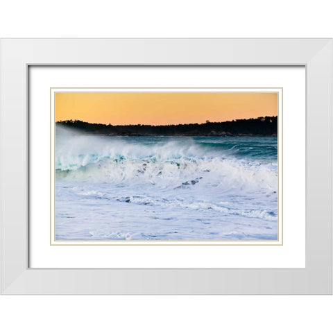 Carmel Waves I White Modern Wood Framed Art Print with Double Matting by Peterson, Lee