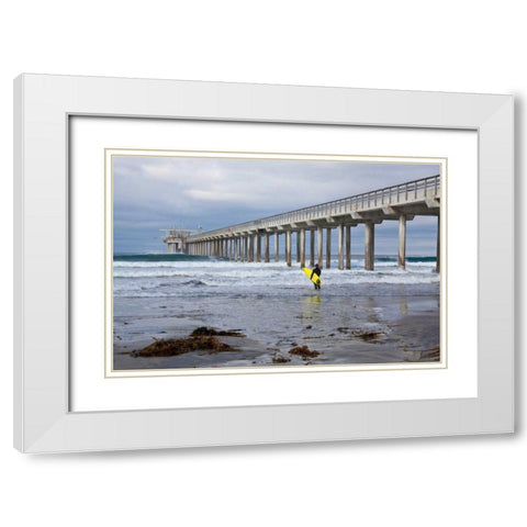 Scripps Pier I White Modern Wood Framed Art Print with Double Matting by Peterson, Lee