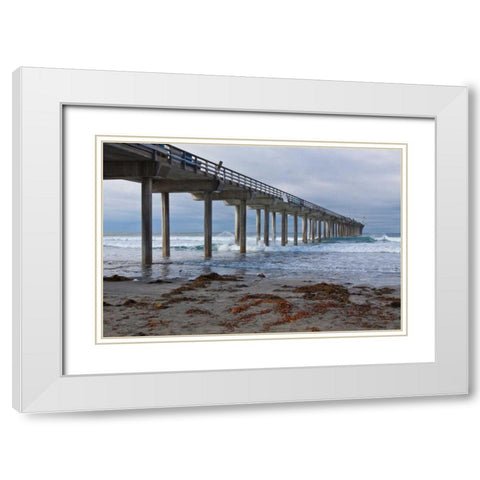 Scripps Pier II White Modern Wood Framed Art Print with Double Matting by Peterson, Lee