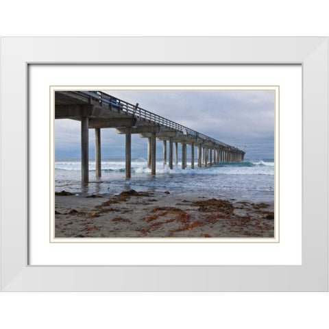 Scripps Pier II White Modern Wood Framed Art Print with Double Matting by Peterson, Lee