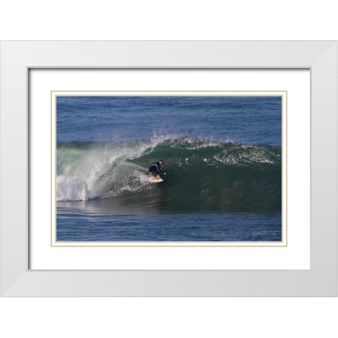 Surfing I White Modern Wood Framed Art Print with Double Matting by Peterson, Lee