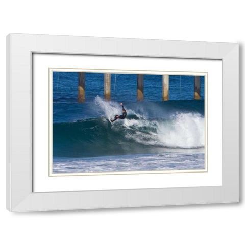 Surfing IV White Modern Wood Framed Art Print with Double Matting by Peterson, Lee
