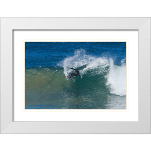 Surfing V White Modern Wood Framed Art Print with Double Matting by Peterson, Lee
