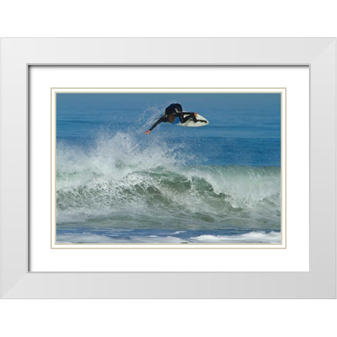 Surfing XI White Modern Wood Framed Art Print with Double Matting by Peterson, Lee