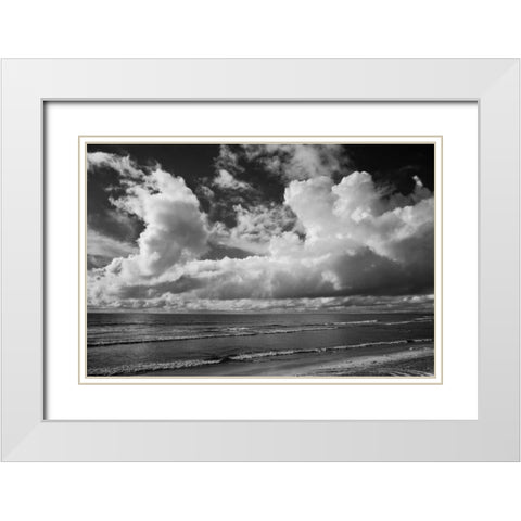 Clouds at the Beach White Modern Wood Framed Art Print with Double Matting by Peterson, Lee