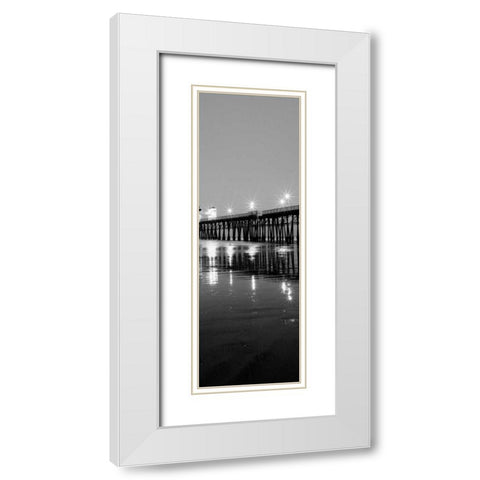 Pier Night Panel I White Modern Wood Framed Art Print with Double Matting by Peterson, Lee