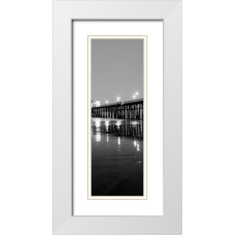 Pier Night Panel I White Modern Wood Framed Art Print with Double Matting by Peterson, Lee