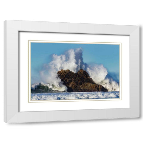 Cayucos Waves II White Modern Wood Framed Art Print with Double Matting by Peterson, Lee