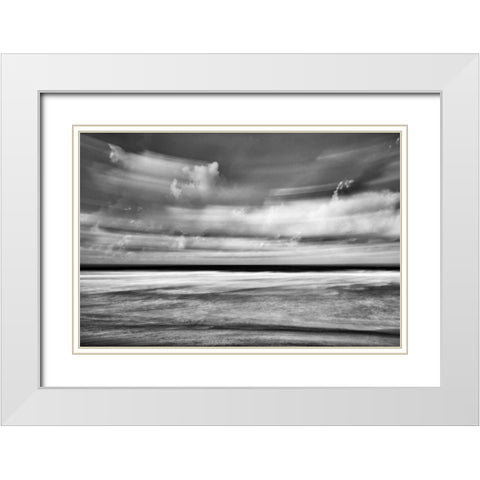 Beach in Motion BW White Modern Wood Framed Art Print with Double Matting by Peterson, Lee
