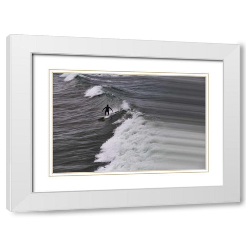 Oceanside Surf I White Modern Wood Framed Art Print with Double Matting by Peterson, Lee