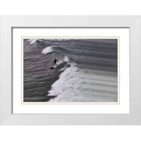 Oceanside Surf I White Modern Wood Framed Art Print with Double Matting by Peterson, Lee