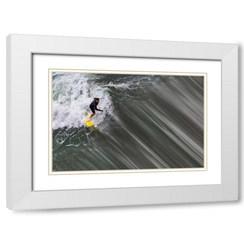 Oceanside Surf II White Modern Wood Framed Art Print with Double Matting by Peterson, Lee