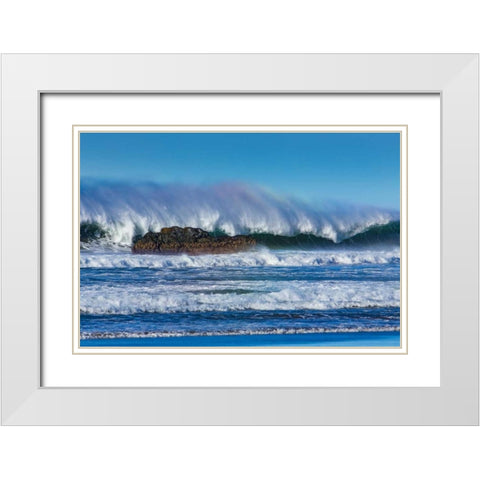 Waves in Cayucos I White Modern Wood Framed Art Print with Double Matting by Peterson, Lee