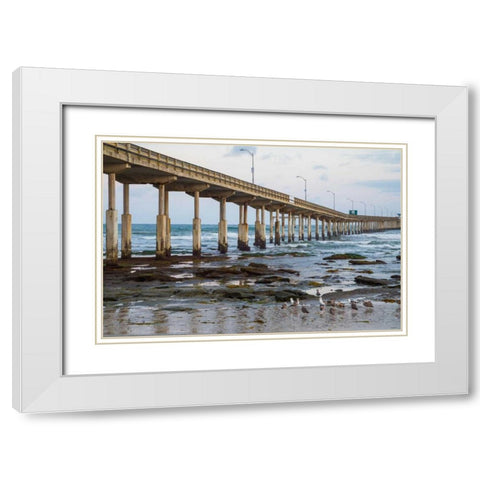 Ocean Beach Pier I White Modern Wood Framed Art Print with Double Matting by Peterson, Lee