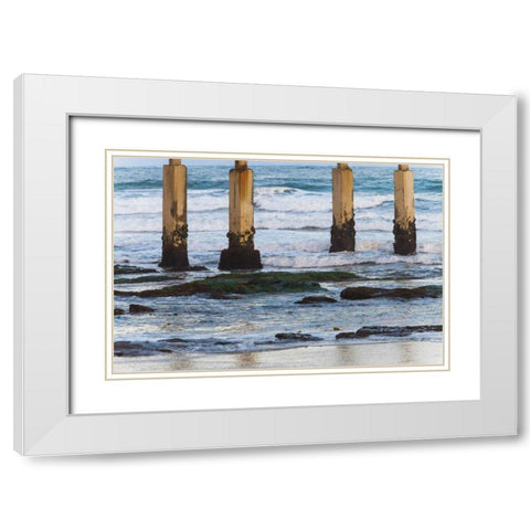Ocean Beach Pier II White Modern Wood Framed Art Print with Double Matting by Peterson, Lee