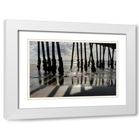 Pier Silhouette I White Modern Wood Framed Art Print with Double Matting by Peterson, Lee