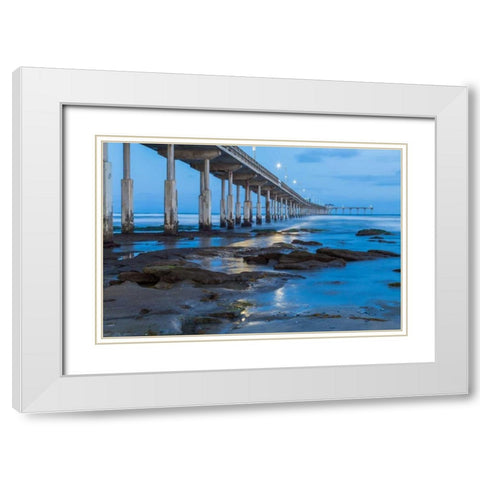 Evening Pier II White Modern Wood Framed Art Print with Double Matting by Peterson, Lee