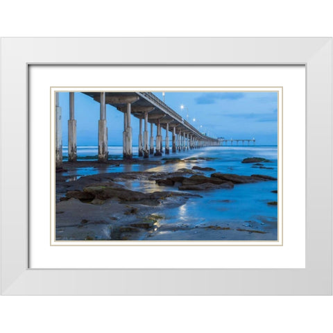Evening Pier II White Modern Wood Framed Art Print with Double Matting by Peterson, Lee