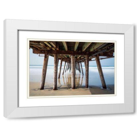 Imperial Beach Pier White Modern Wood Framed Art Print with Double Matting by Peterson, Lee