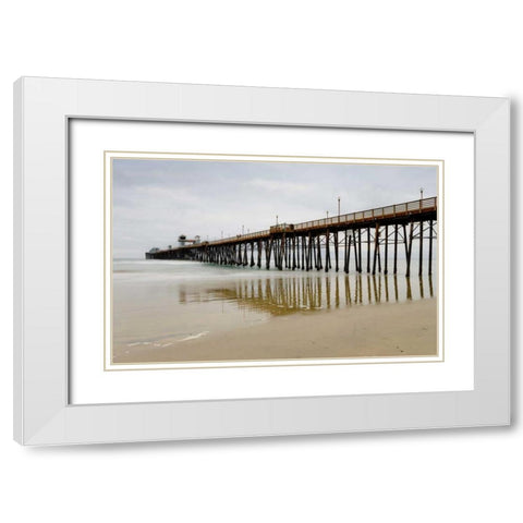 Oceanside Pier White Modern Wood Framed Art Print with Double Matting by Peterson, Lee