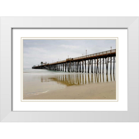 Oceanside Pier White Modern Wood Framed Art Print with Double Matting by Peterson, Lee